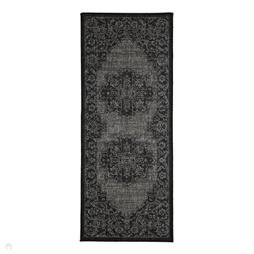 Flatweave Gel Medallion Black Runner-Melrose-Rug Love - The Most Loved Rug Store